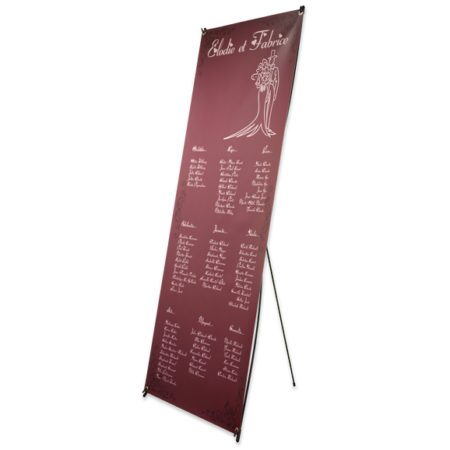 Plan de table mariage rouge foncé bordeau sur x-banner