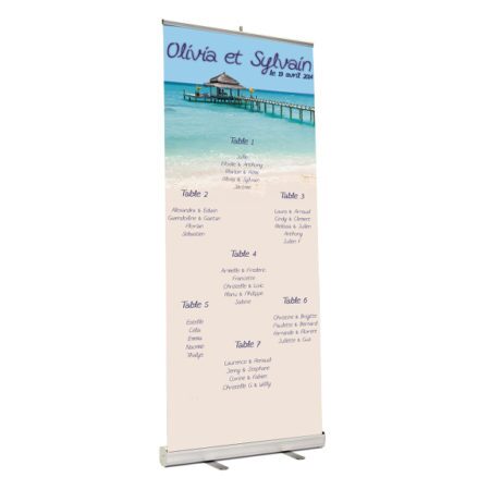 Plan de table mariage Tahiti sur roll up