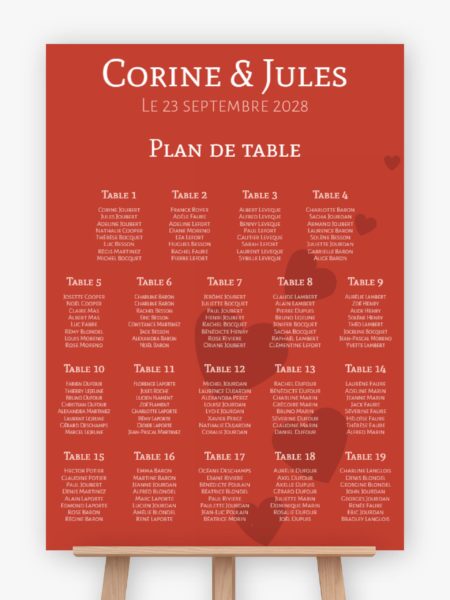 Plan de table mariage - Chemin de coeur