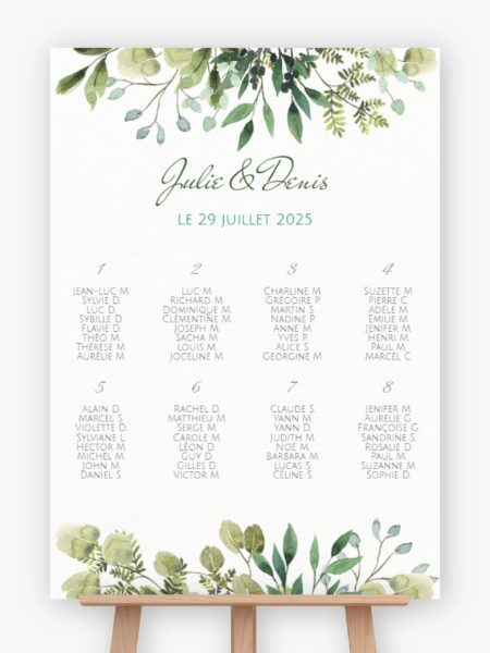 Plan de table mariage - Fleurs des champs