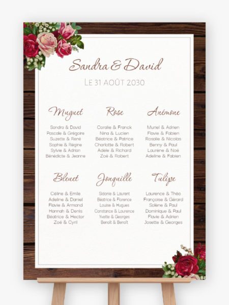 Plan de table mariage - Bois fleuri