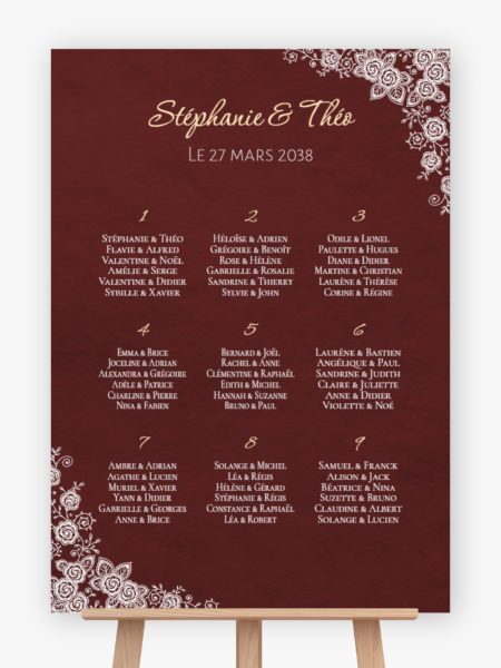 Plan de table mariage - Fleurs en dentelle