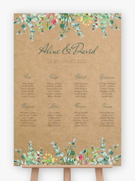 Plan de table mariage - Printemps fleuri