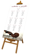 Plan de table mariage sur panneau chevalet, thème violon