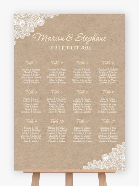 Plan de table mariage - Délicatesse champêtre